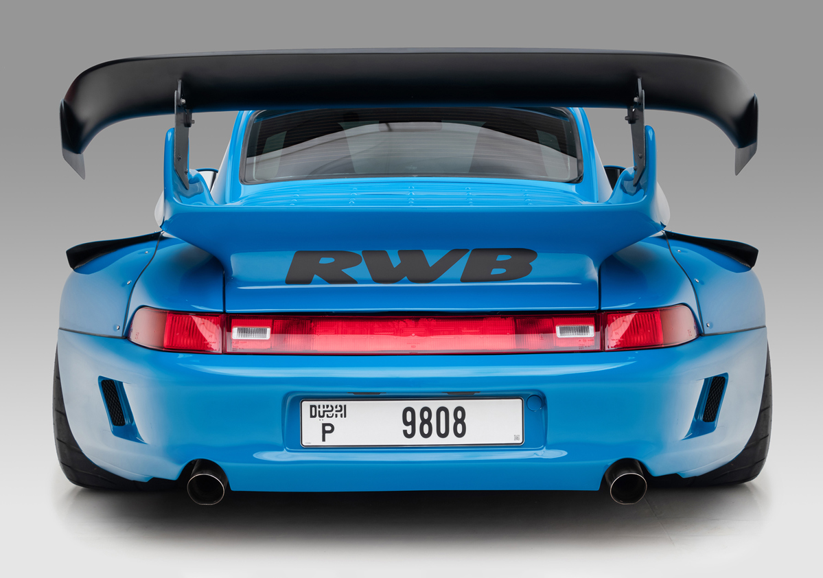 Spoiler and rear of 1995 Porsche 911 Carrera Coupé by RWB offered at RM Sotheby's Open Roads February online auction 2022